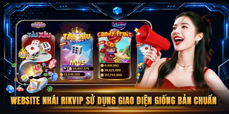 Website nhái RIKVIP sử dụng giao diện giống bản chuẩn